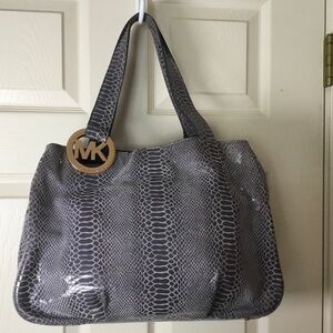 Michael Kors Fulton Dark Denim Print Large Shoulder Tote - Size 15 X 11 x 5